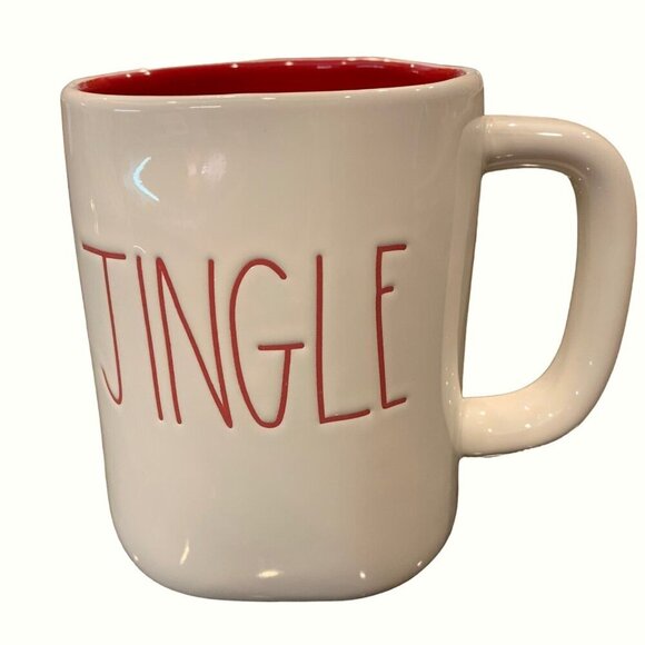 Rae Dunn JINGLE Large Ceramic Christmas Coffee Tea Cup Christmas Red Interior - Picture 6 of 7
